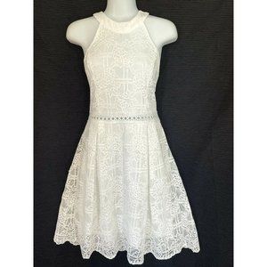 Francescas White Floral Lace Fit & Flare Dress L